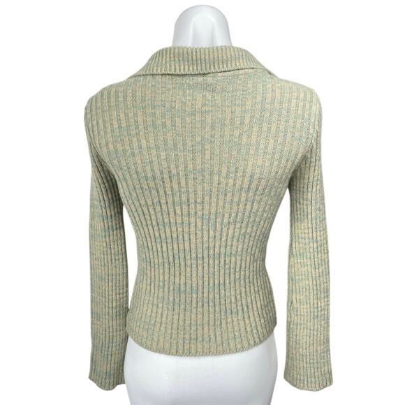 Asos Design Women's Green Rib Knit Button Down Collar Cardigan Sweater Top Sz 4 - Picture 2 of 4